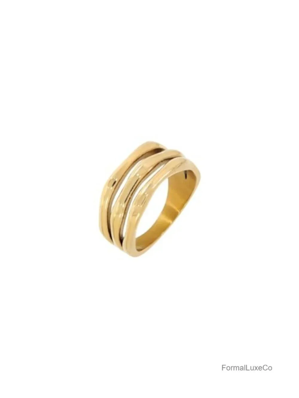 Gold Plated Stacking Ring Waterproof Sweatproof Non Tarnish Stainless Steel